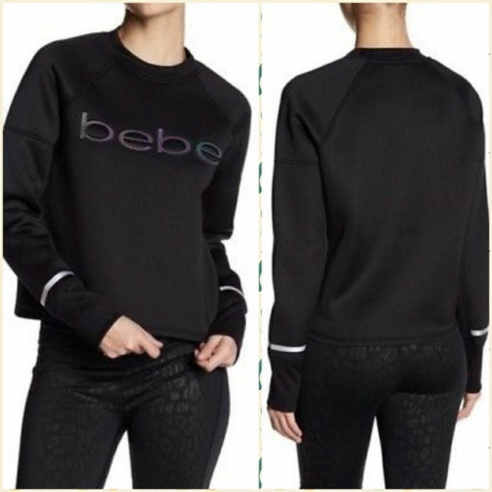 Bebe Sport Black Scuba Metallic Sweatshirt